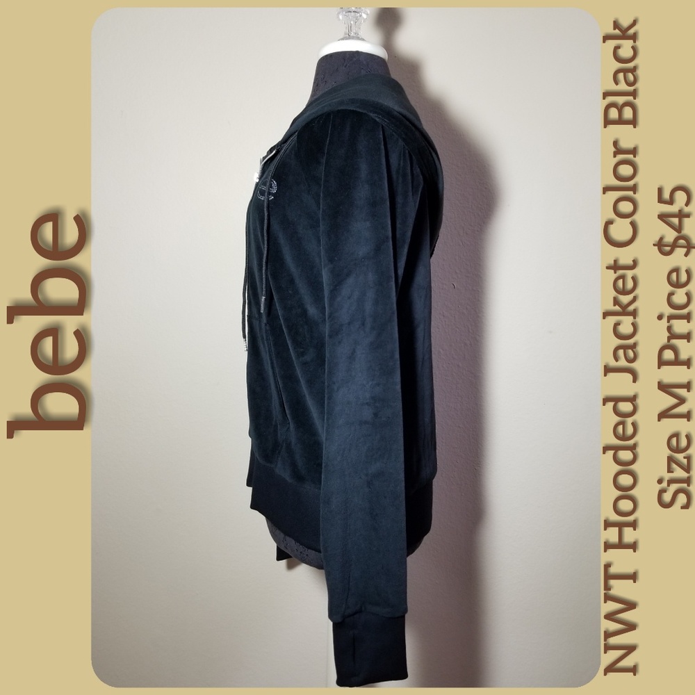 NWT BeBe Women's Velour Hooded Jacket - Picture 3 of 8